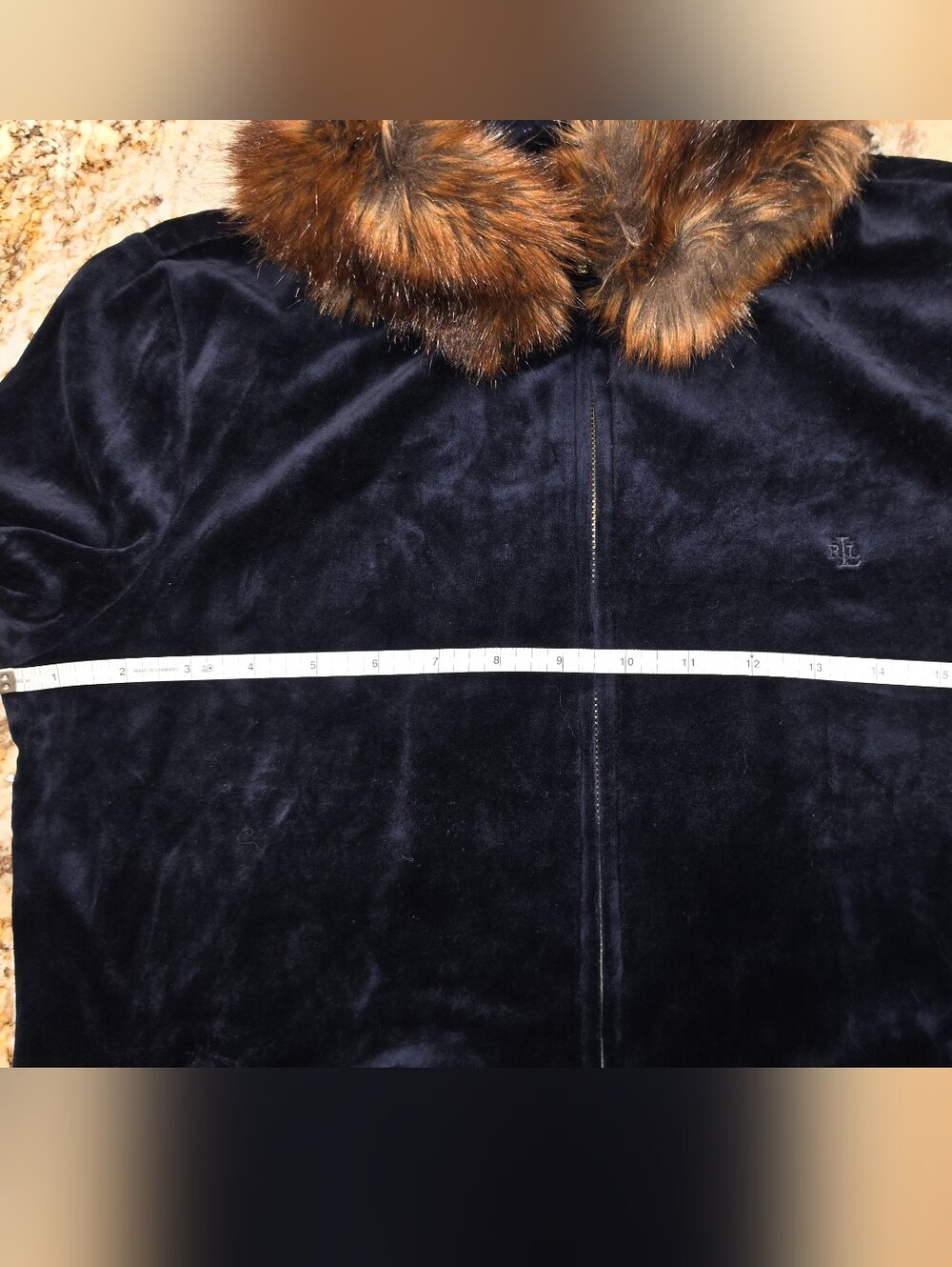 Ralph Lauren Velvet Bomber Jacket with Brown Faux Fur Collar - Picture 8 of 13